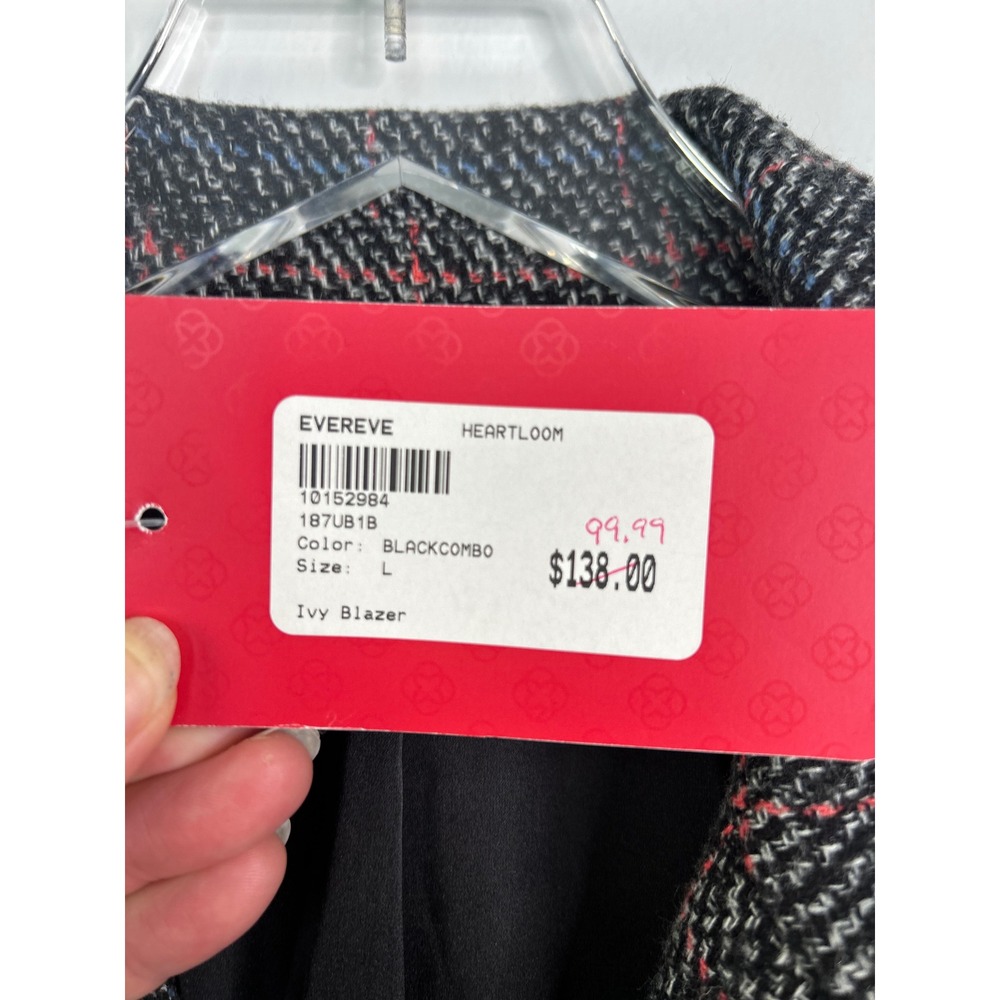 Heartloom Womens Ivy Blazer Black Combo Plaid Double Breasted Size L NWT Evereve - Picture 6 of 10